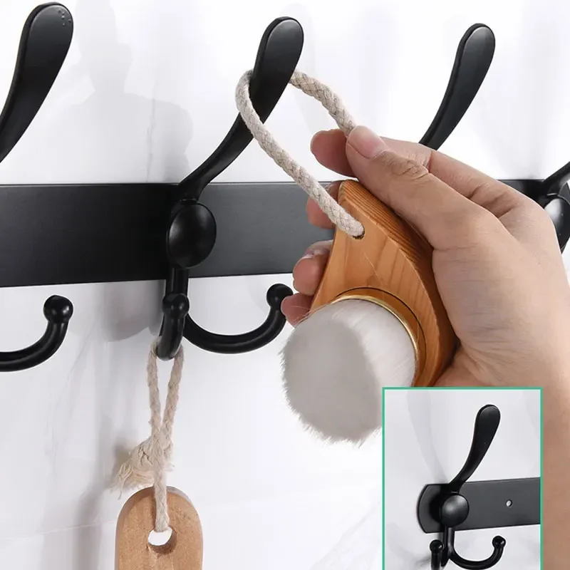 Stainless Steel Wall-mounted Bathroom Hook Rack 5 Hooks Towel Clothes Coat Hat Holder Hallway Bedroom Kitchen Storage Rack multifunctional hooks towel holder shower towel rack heavy duty hooks