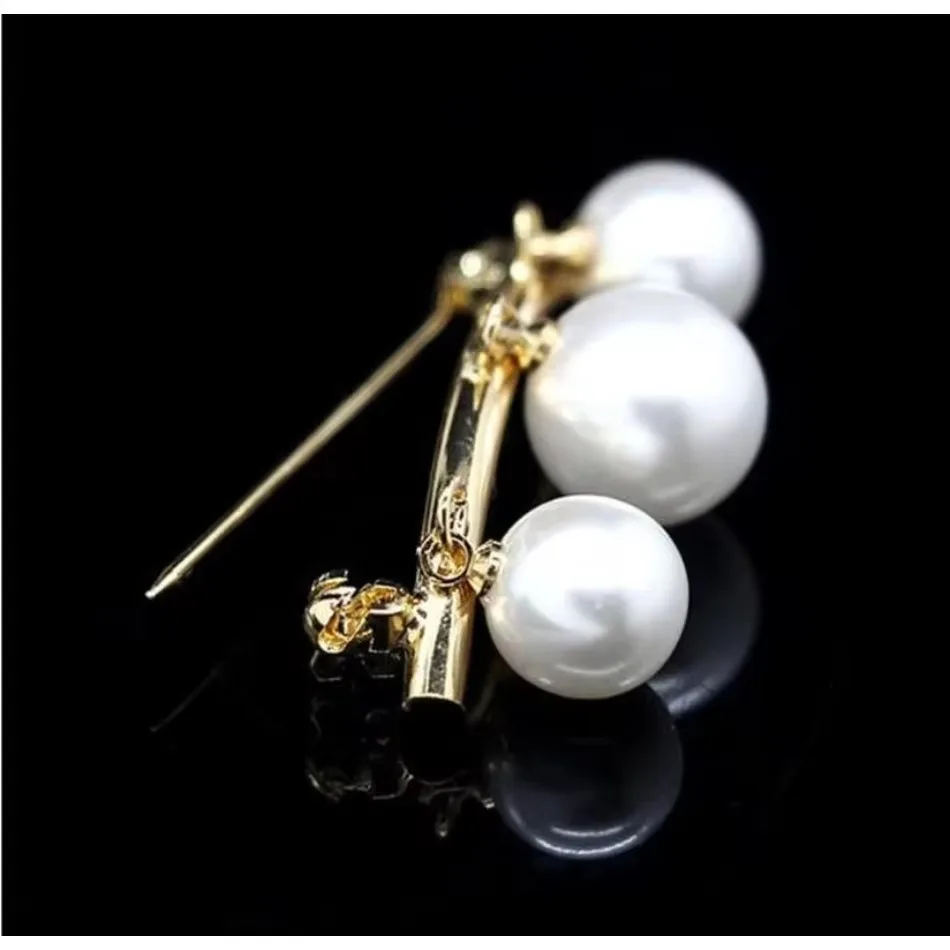 1Pcs Safety Pin Brooch Fashion Gold Silver Plated Pearl Women Natural Pearl Brooch Jewelry Accessories Lady Clothe Clip Supplies