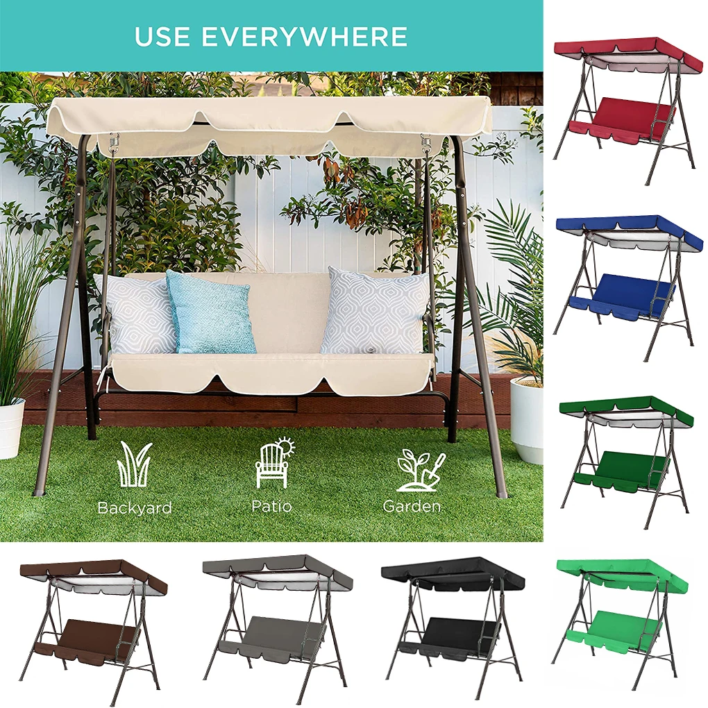 Garden Chair Cover Playground Patio Swing Chair Top Cover Waterproof Sunshade Canopy Seat Top Awning 210D 190*132*15 150*50*10cm