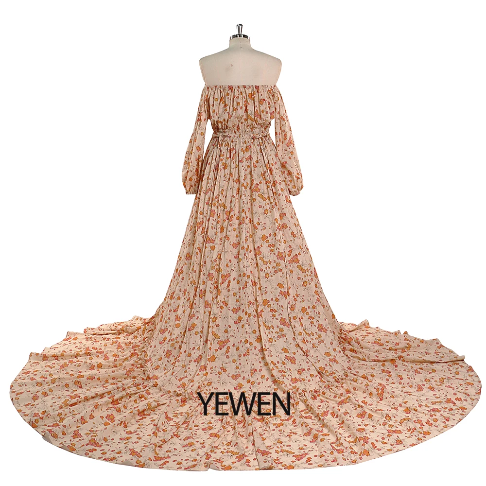 قبالة الكتف الأزهار القطن بوهو ملابس للحمل لالتقاط...