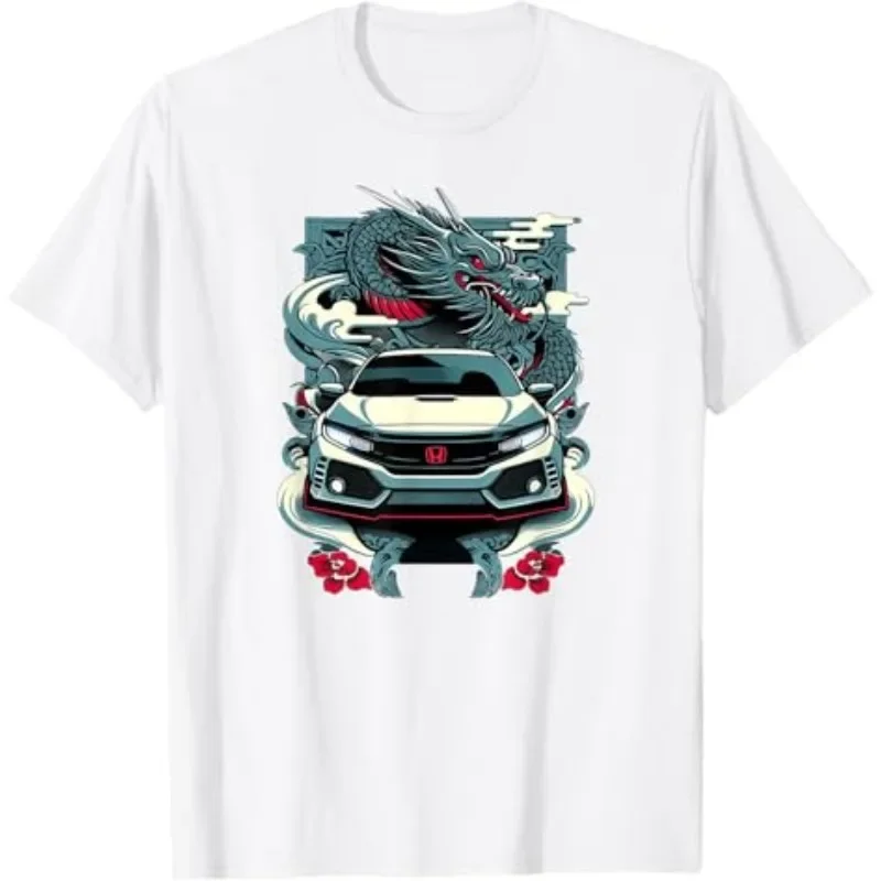 혼다 남성 및 여성 티셔츠 레이싱 오토바이 문화 셔츠 여름 새로운 시빅 타입 R 자동차 캐주얼 트렌드 반팔