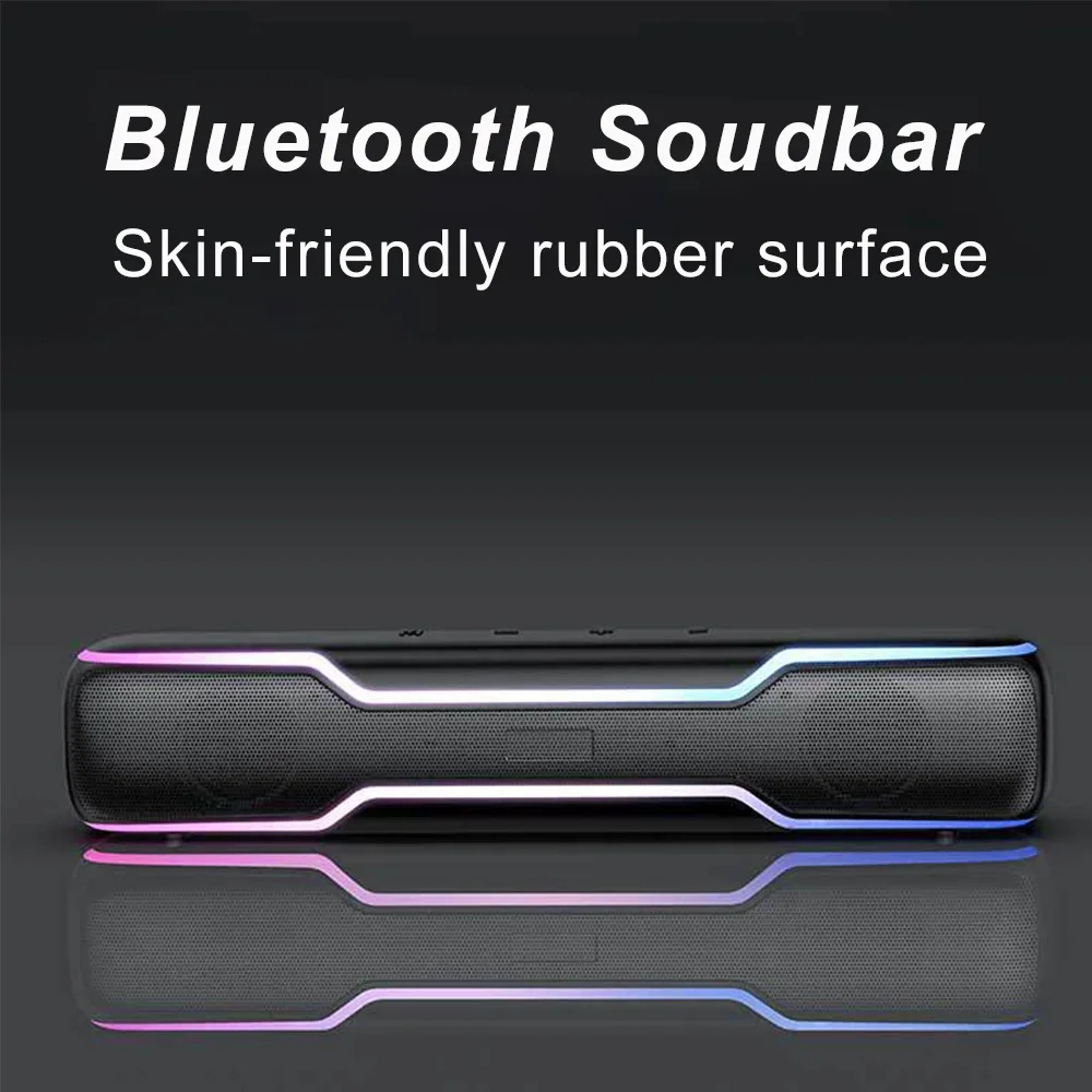 

20W Bluetooth Sound Bar for PC Rubber Surface BT5.3 Portable Multi-function Subwoofer with RGB Light AUX TF Card Caixa De Som