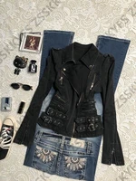 Veste d'hiver pour Moto et motard, Polo, vêtements Vintage des années 90, Cowboy, manches longues, capuche, fermeture éclair, Punk, gothique, pour fille 5