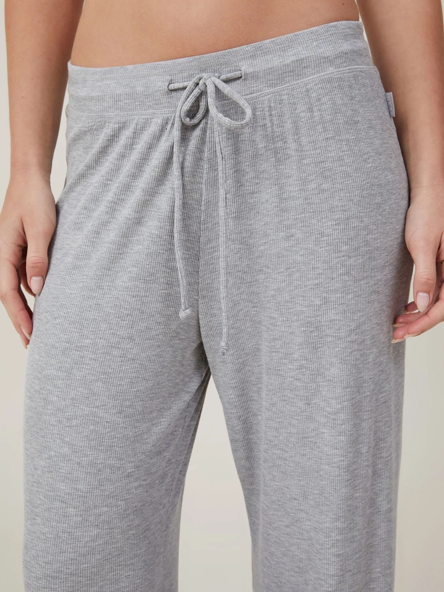 

Women Rib Knit Pajama Pants Drawstring Elastic Waist Lounge Pants Loose Casual Wide Leg Yoga Sweatpants Pj Bottoms