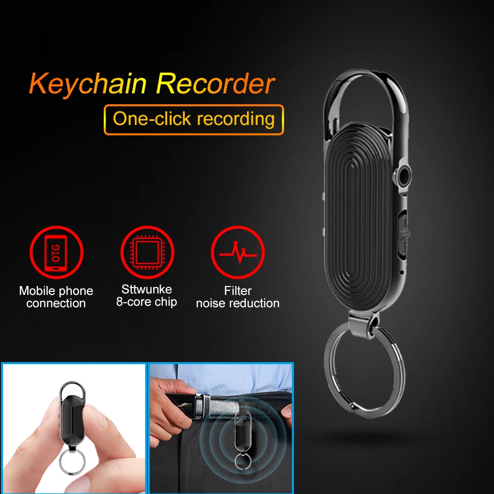 

Mini Voice Activated Recorder Digital Recording Listening Device Sound Professional Dictaphone Audio Micro Small Keychain Player