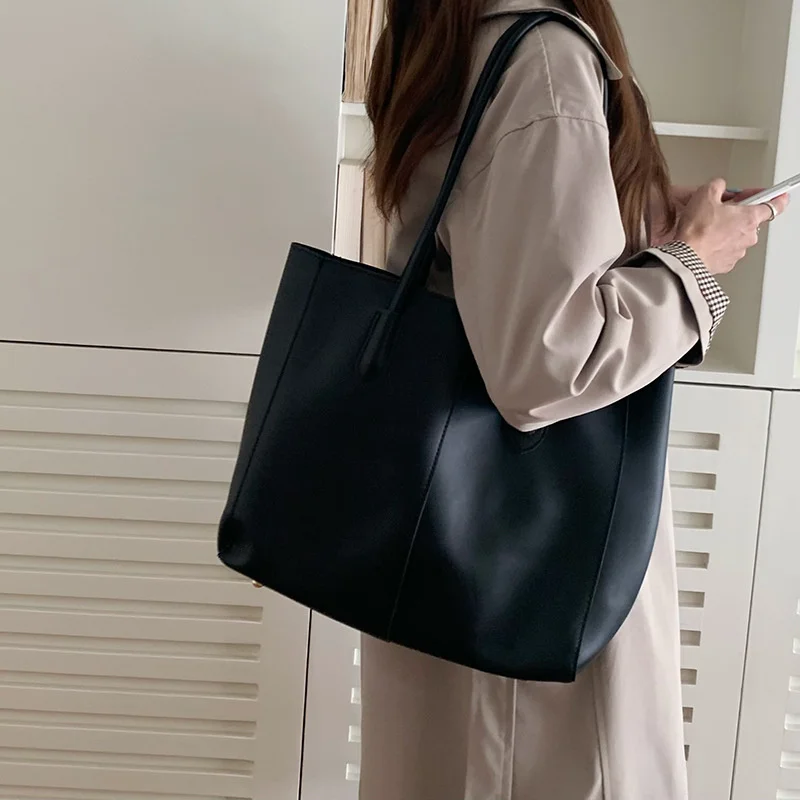 Retro Large Capacity Women's Tote Bag New Simple Commuter Bag Fashionable All-Match Shoulder Bag Trendy Handbags