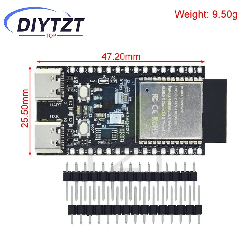 1/3PCS ESP32-C5-DevKitC-1 개발 보드 N4R2(듀얼 밴드 2.4G/5G WiFi+블루투스 ESP32-C5-1 모듈 포함)