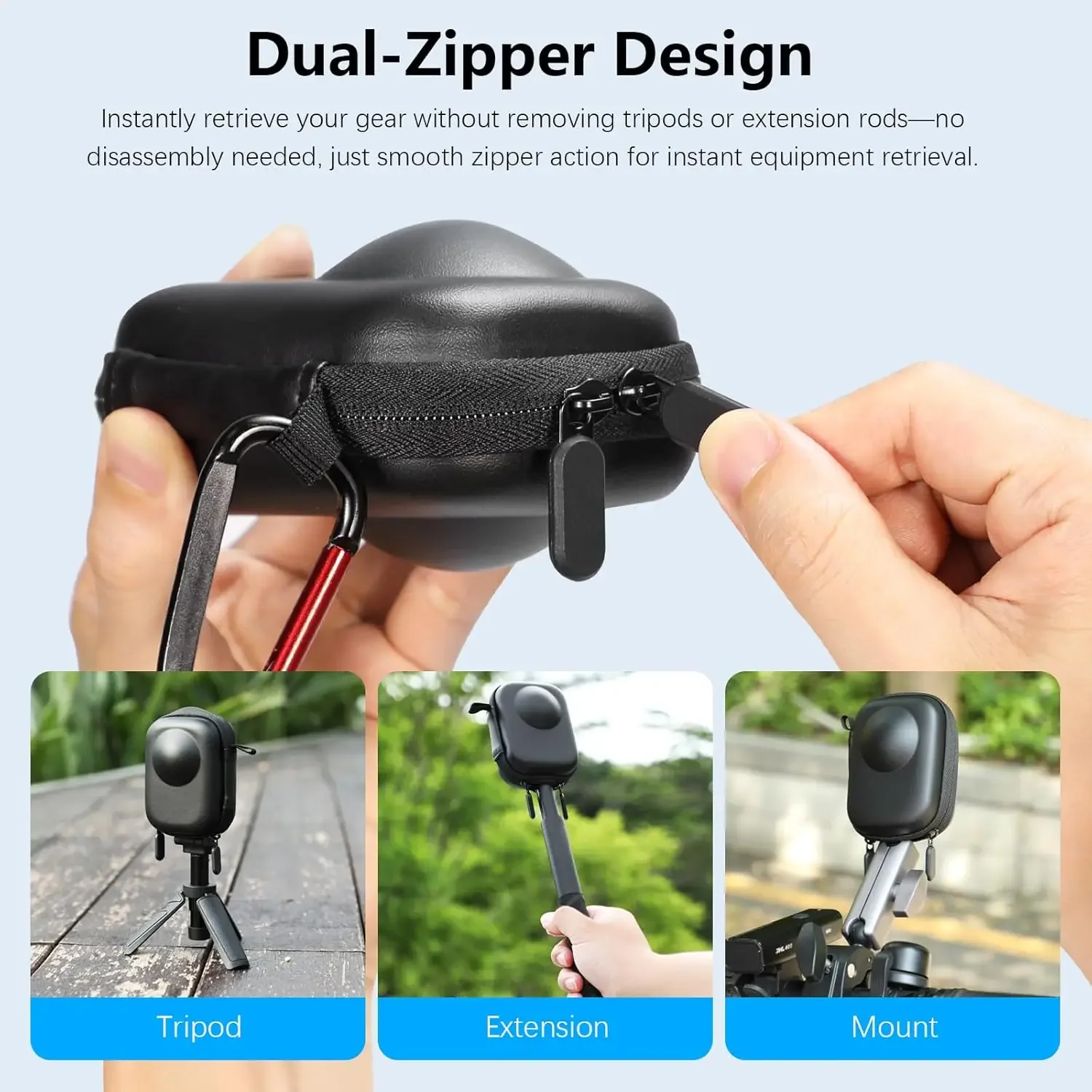 for DJI OSMO 360 Portable Storage Bag with Carabiner Carrying Case Protective Shell Anti-Lost Cases for DJI OSMO360 Accessories