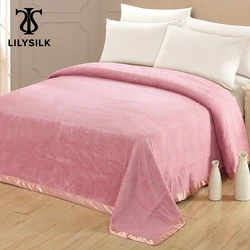 LILYSILK Silk Blanket Pure Grade A Beauty Skin Care Luxury Yellow Pink Orange Queen King Home Textile Free shipping
