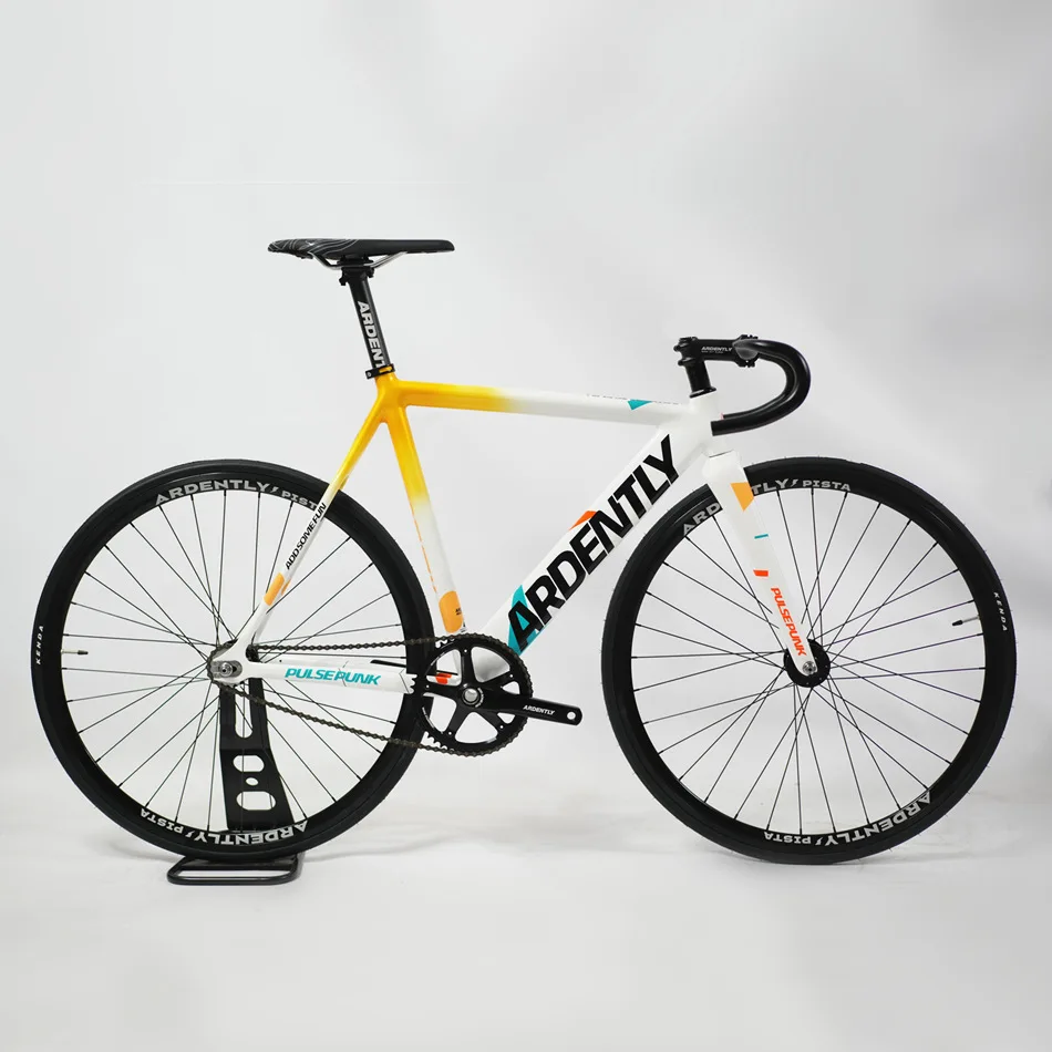 ARDENTLY PUNK Fixie Pista de bicicleta de engrenagem fixa, bicicletas de corrida de velocidade única, estrutura de alumínio 700C, peças de ciclismo personalizáveis, sem freio