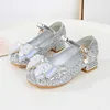 Shiny Butterfly Princess Elsa Shoes for Girls Halloween High Heels Shoes Christmas Cosplay Masquerade Birthday Party Sandals 6