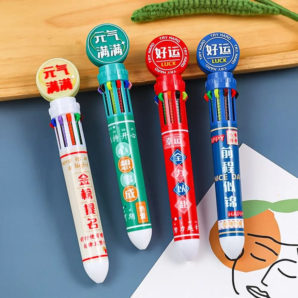 

Accessories Signature Pen Letter Good Luck Multicolor 0.5mm 10 Color Ballpoint Pen Signing Pens Pressable Pens Cartoon Pens
