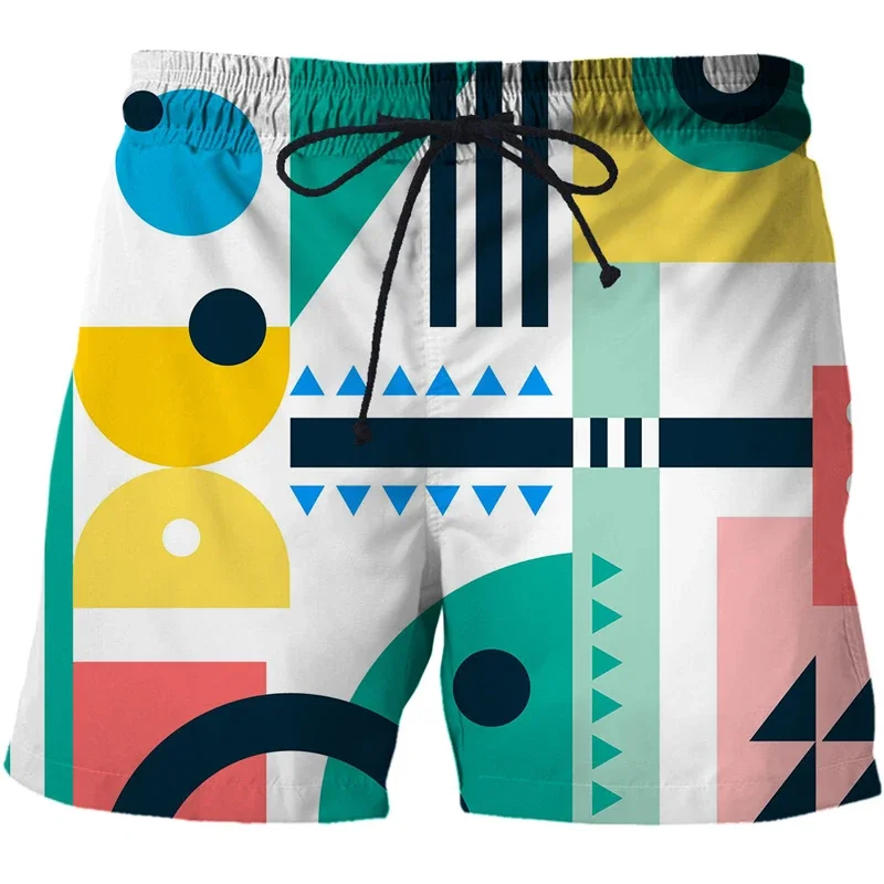 

Geometry 3D Printed Beach Shorts Men's Swim Shorts Men Board Shorts Plus Size Surfing Trunks Swimwear Running Short Pants