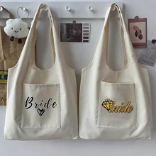 

Women's Bag Gentle Style Shopping Casual Commuter Bag Cartoon Bridal Pattern Print Beige Canvas Tote Bag Fashion Large Capacity