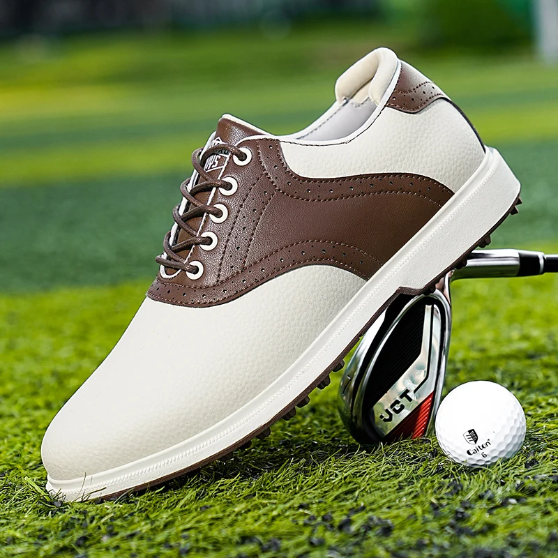 Men's All-Weather Grip Lightweight Golf Shoes-Breathable Synthetic And Rubber Sole, Suitable For Lawn Courses