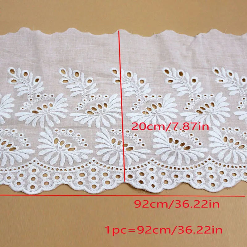 1/2/5 Yard Cotton Embroidery Lace Openwork Cotton Cloth DIY Clothing Accessories Curtains width 20cm lace fabric lace sewing accessories lace sewing supplies lace accessories lace garment accessories cotton fabric clothing accessories clothing craft accessories