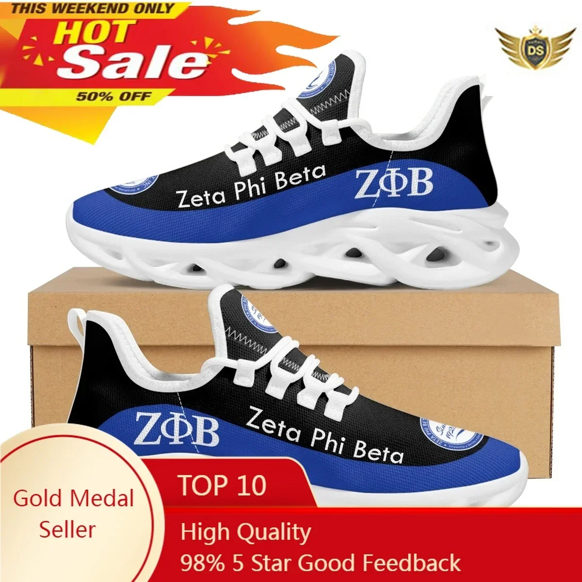 Zeta Phi Beta Printing Fashion Platform Shoes Comfortable Breathable Lace Up Mesh Sneakers Soft Sole Casual Flats Shoes Footwear