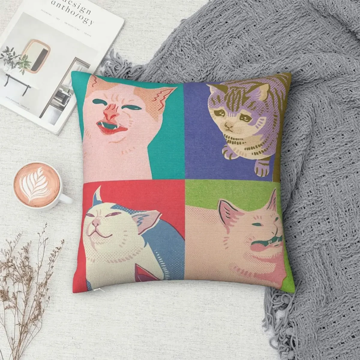 

Four Meme Cats Of The Apocalypse Pillowcase Polyester Pillows Cover Cushion Comfort Throw Pillow Sofa Decorative Cushions Used