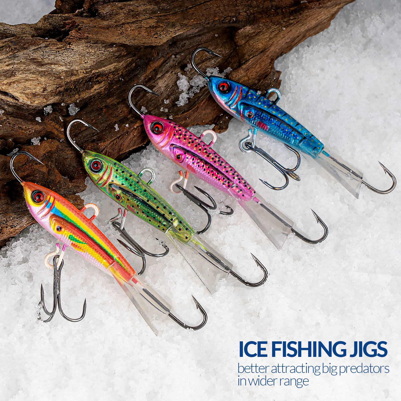 Ice Fishing Jigs Kit,Winter Ice Fishing Lure Jigs,Artificial Small Ice  Fishing Hook Mini Head Hook Jigs Bait