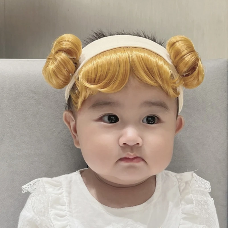 귀엽고 세련된 골드 가발 패셔너블한 가발 여아를 위한 세련된 헤어 액세서리