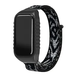 Nylon Loop Wristband Bracelet for Smart Bands - Adjustable Strap and Accessory (Black White)