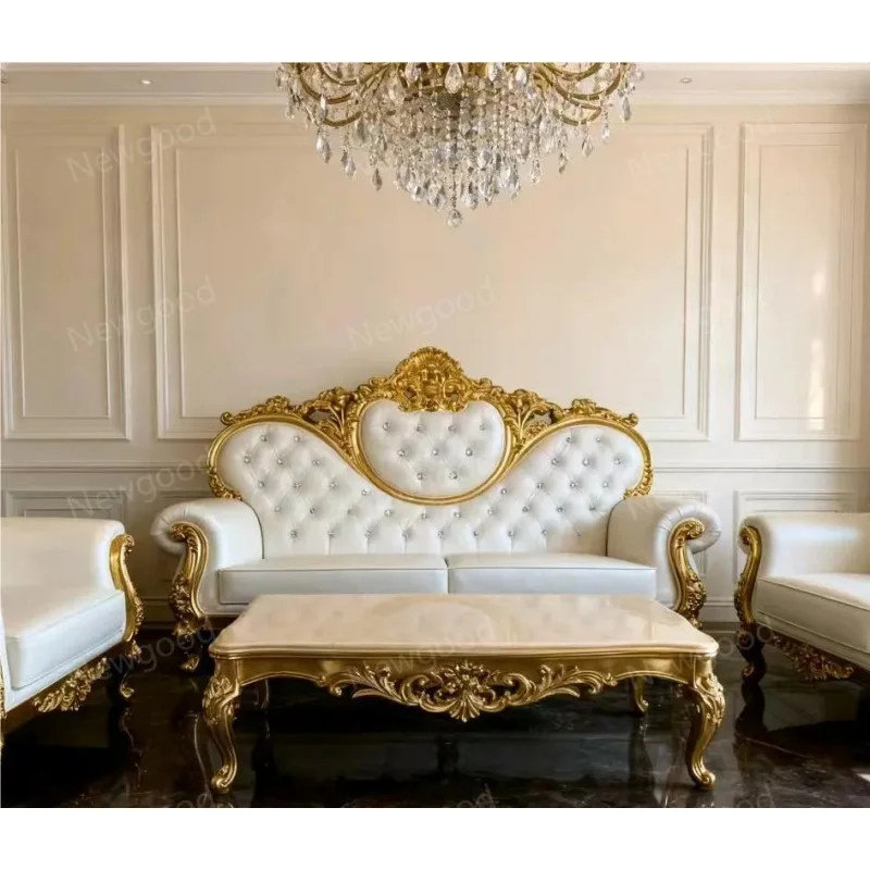 Divano Elegante Ispirato allo Stile Barocco, Lusso Europeo per il Salotto della Tua Villa - immagine 4