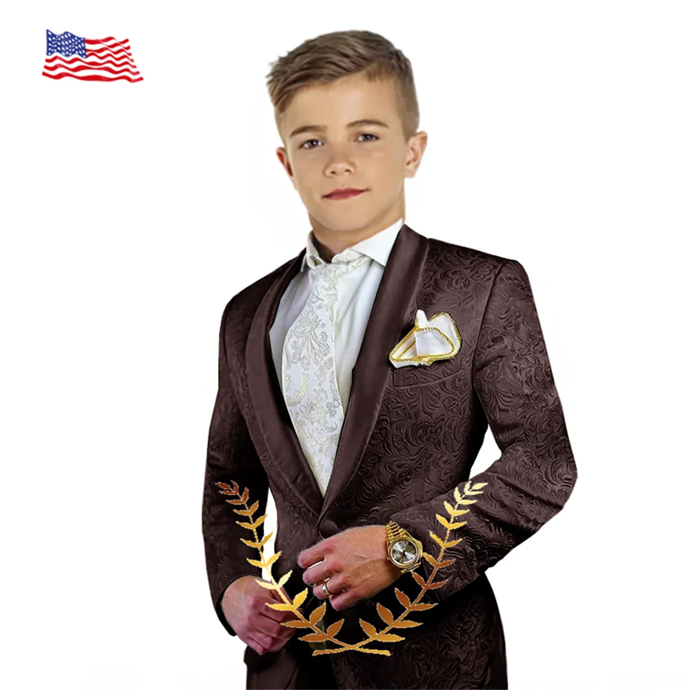 Boys Suits Boys Wedding Suit Italian Design White Smoking Tuxedo Jacket Pants 2-piece Set Kids Terno Suit