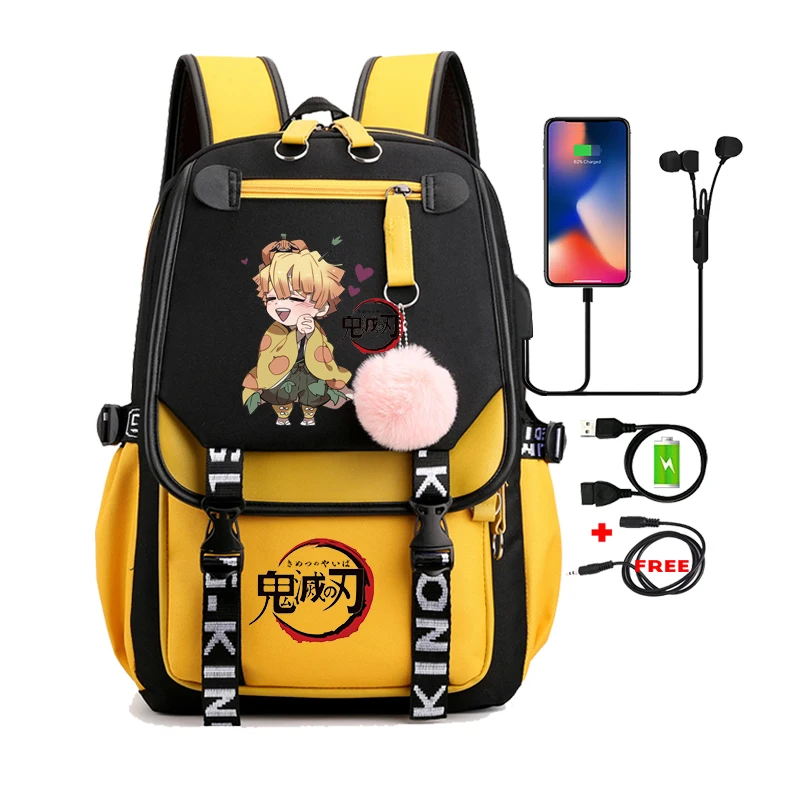 

Anime Demon Slayer Cosplay Unisex Students School Bag Backpack Pink Cartoon Bookbag Laptop Travel Rucksack Outdoor Bag