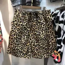 

KAPITAL Shorts Women High Street Leopard Print Drawstring Casual Sports Pants Streetwear Men