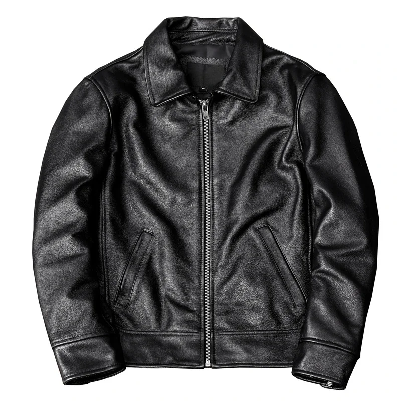 

Free Shipping New Black Cowhide Jacket Men Genuine Leather Coat Dad's Spring and Autumn Clothes Size S-5XL