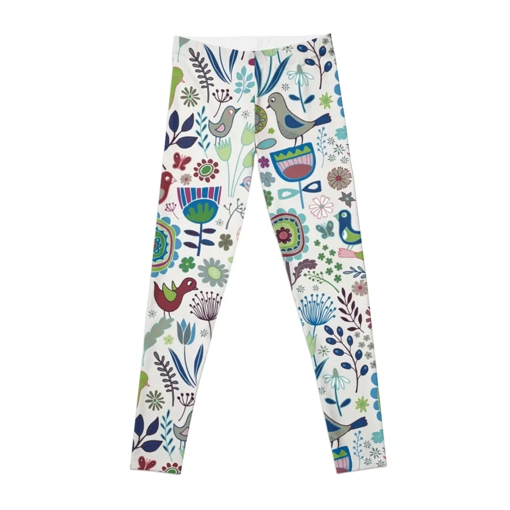 

Birds and Blooms - Iznik - Pretty Floral Bird Pattern by Cecca Designs Leggings Training pants gym pants Womens Leggings