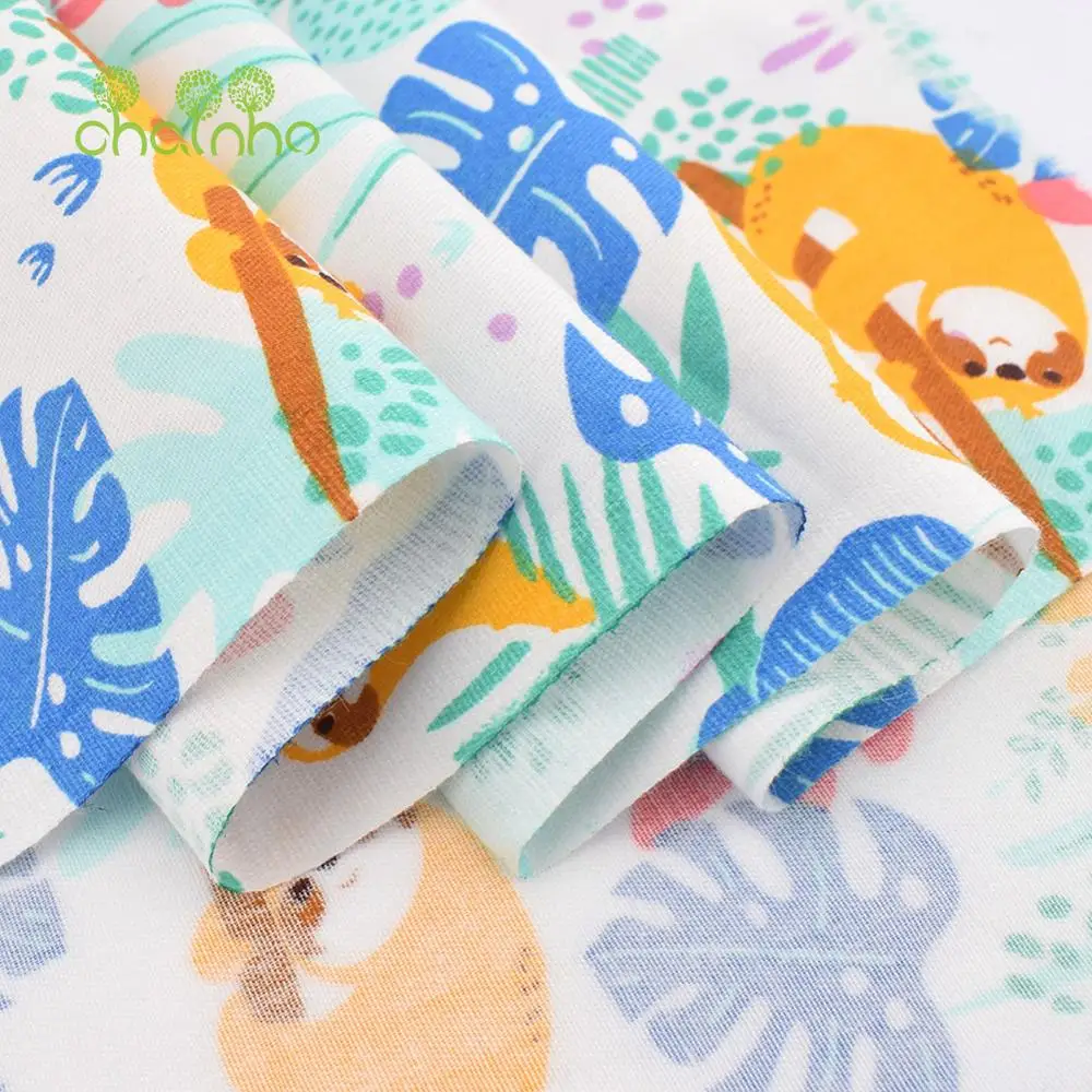 Chainho,Printed Twill Weave Cotton Fabric,DIY Sewing Quilting Material,Patchwork Cloth,7 Designs Cartoon Series,2 Sizes,15C140