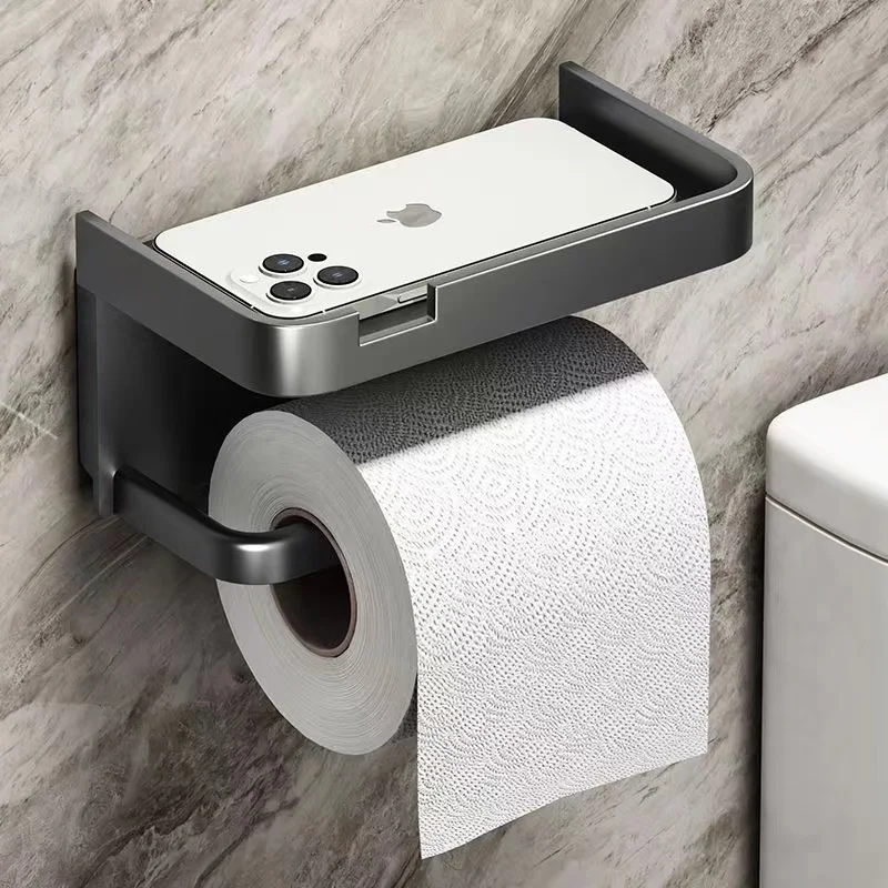 Self-Adhesive Toilet Paper Holder - Black 