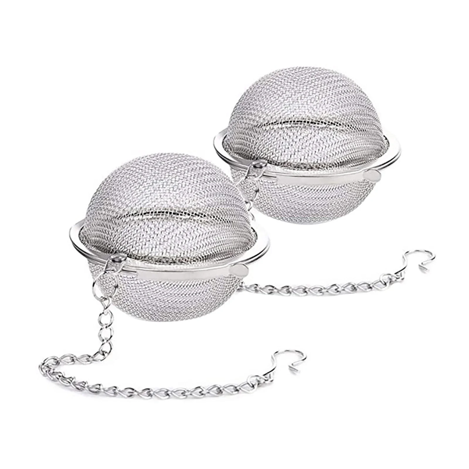 10-2pcs Stainless Steel Tea Ball Loose Leaf Tea Strainer Infusers Extra Fine Mesh Tea Interval Diffuser with Chain