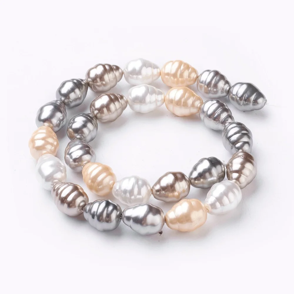 2Strand Electroplate Shell Pearl Beads Strands for jewelry making DIY bracelet necklace dangle earring decor,about 26pcs/strand