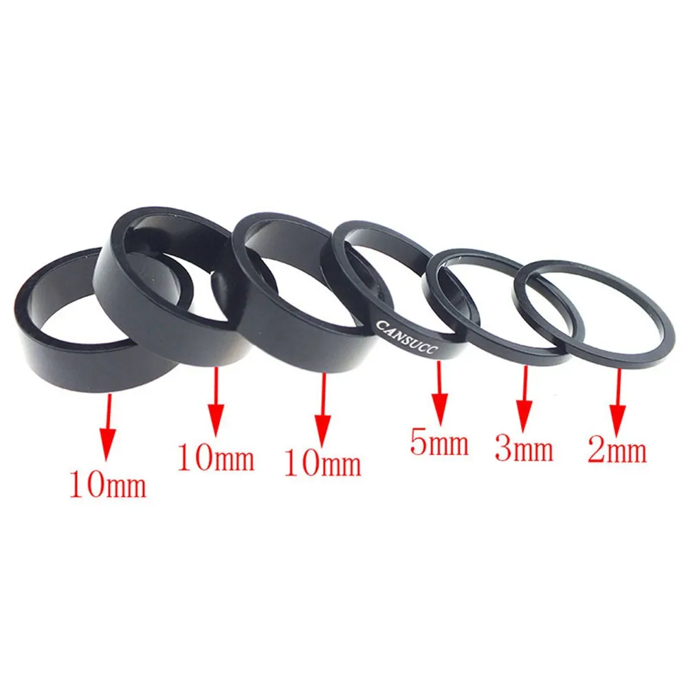 

1-1/8\\\"Aluminum Spacer 2/3/5/10mm(6pcs) Bicycle Cycle Headset Spacer Steerer Tube Parts Portable Practical Premium