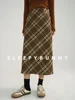 Autumn Winter Women Plaid Wool-Like Skirt High-Waisted Slim Fit Retro American Style Pencil Midi Skirt Elegant and Chic Bottom 1