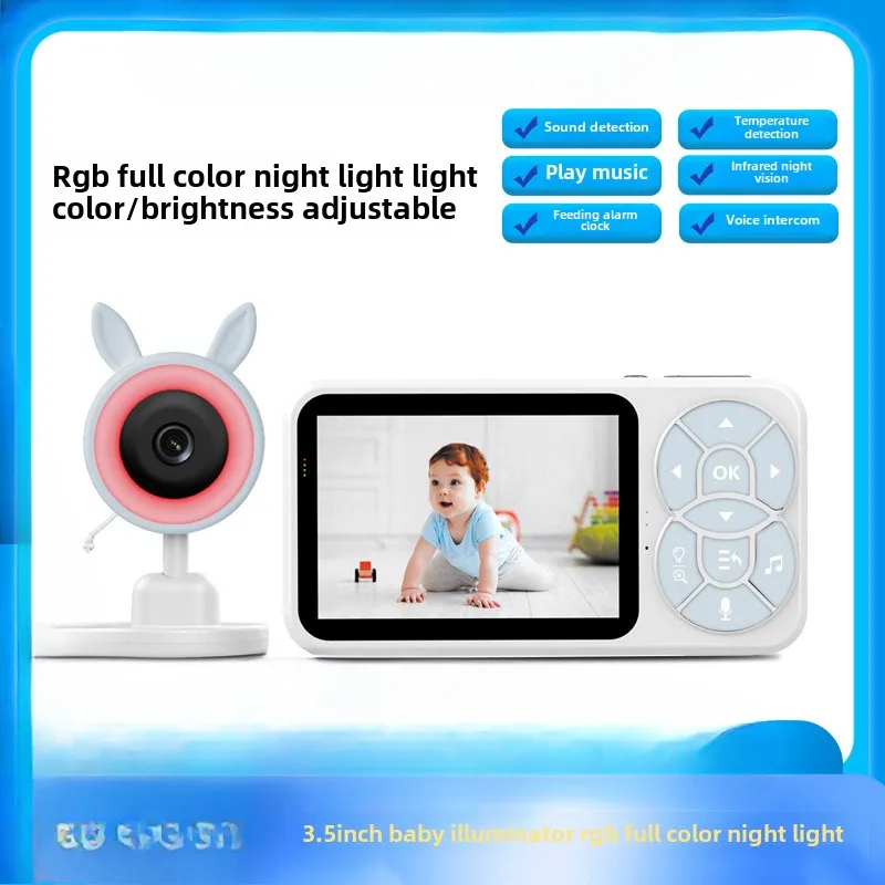 Baby monitor with VOX mode night vision full color lights sound alarm smart baby surveillance camera