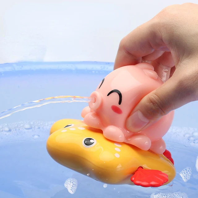 Baby Bathroom Bath Entertainment Toys Children Playing Water Spray Octopus Piglet Flying Fish Baby Bath Clockwork Swimming Toys 4