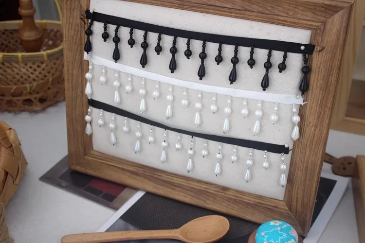 Nastro Di Pizzo Con Perle Finte 4,5m: Bordura Con Nappe E Frange Per Decorazioni Fai Da Te, Matrimoni E Accessori