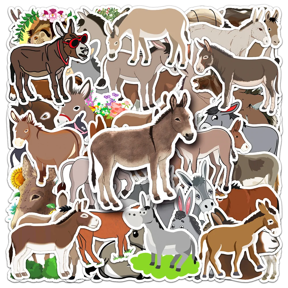 

10/30/50PCS New INS Donkey Animal Sticker Cartoon Creative Animation iPad Desk Luggage Car Chair Decoration Waterproof Wholesale