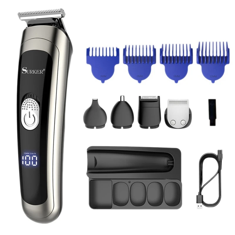 Surker Cordless Hair Trimmer USB Rechargeable Hair Clippers Waterproof Beard Trimmer for Men