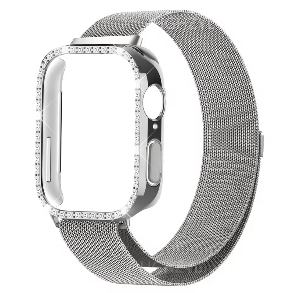 Luxury Diamond Case Metal Milanese Magnetic Loop Strap