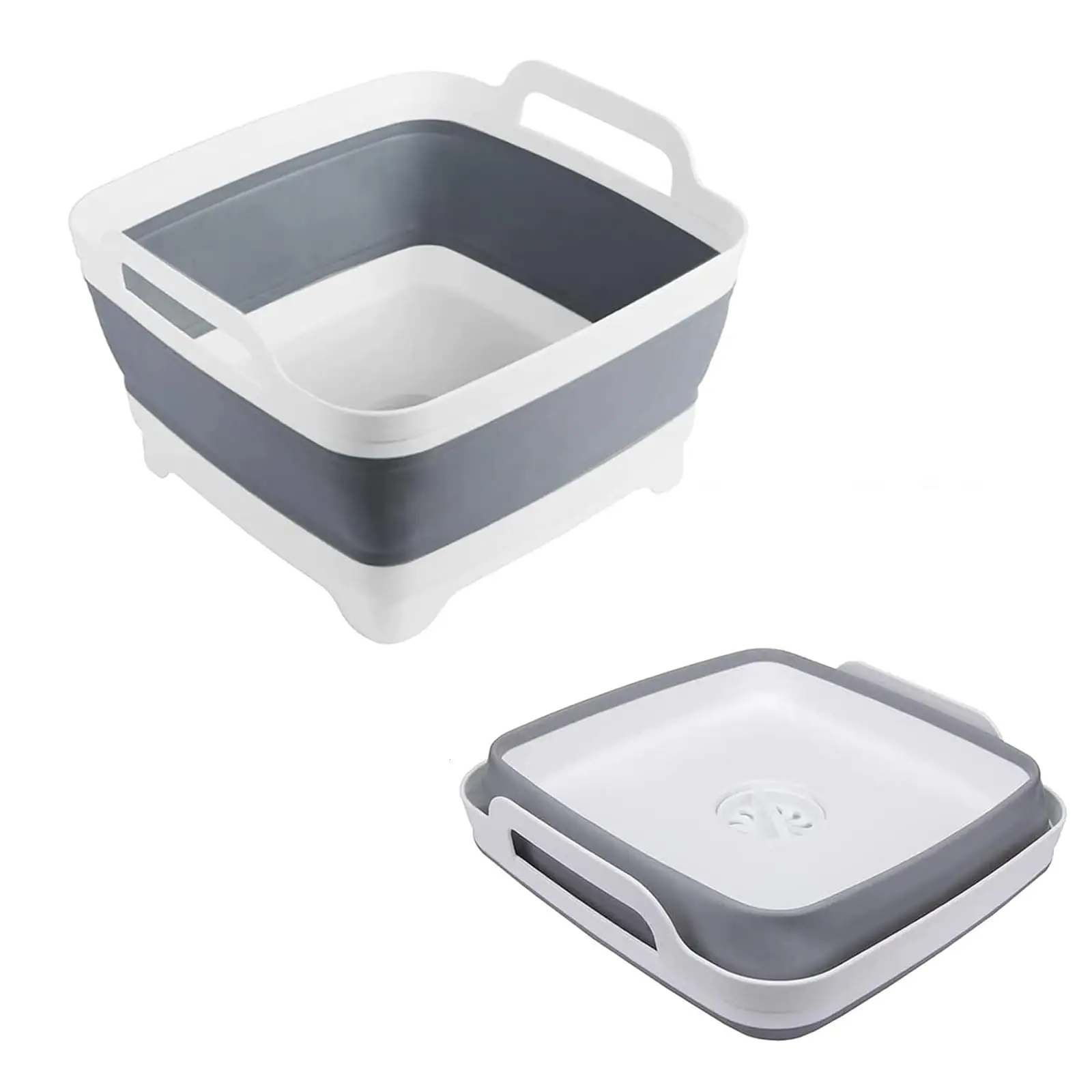 2.4 Gal 9L Collapsible Dish Tub Portable Sink Wash Dish Basin Foldable Laundry Tub Washing Basin with Drain Plug Camping