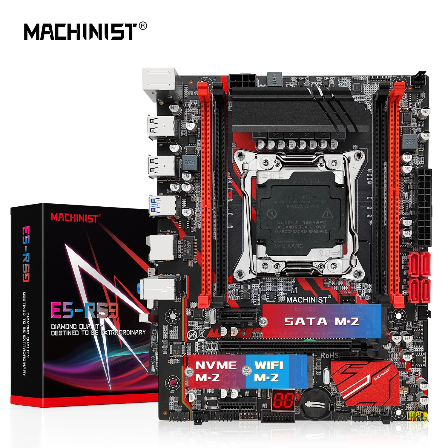 MACHINIST-placa base RS9 X99, LGA 2011-3, compatible con Xeon E5 2667 V4 2670 V3 CPU Series DDR4 ECC RAM, Memoria SSD Nvme M-ATX para escritorio