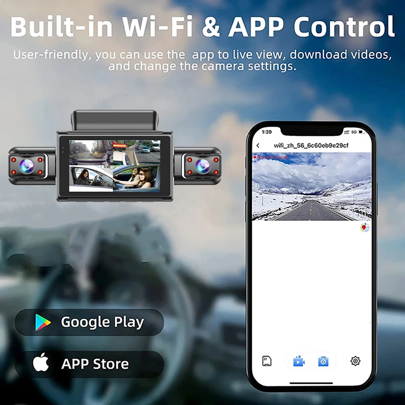 3/4 Channels 360° DashCam for Car Video Recorder 1080P Car DVR 24H Parking Monitor Front Right Rear View Night Vision Black Box
