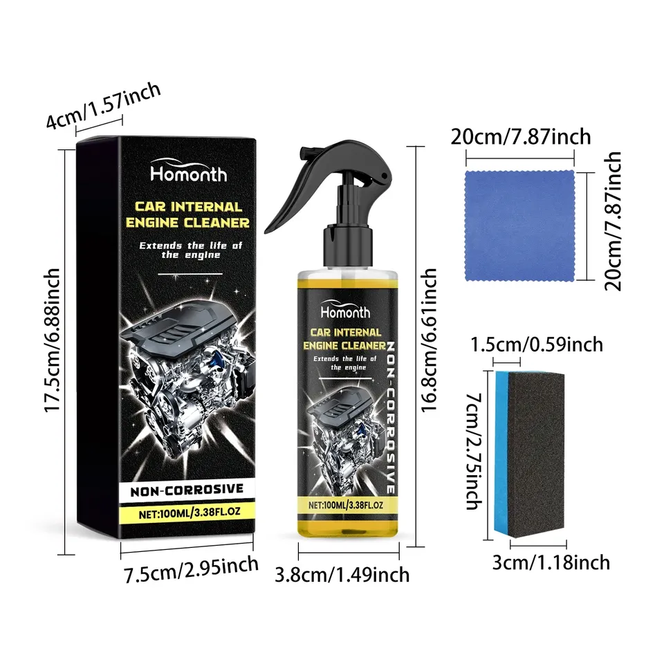 Motorcycle Engine Waterless Foam Cleaner, Heavy Duty Grease Remover, No Wipe Head, Car Engine Compartment Degreaser Tools