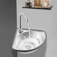 Stainless Steel Single Triangle Corner Sink with Faucet, Mini Bar Sink 1