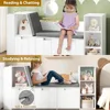 61.5" Kids Reading Nook with 3-Layer Bookshelf, Reading Nook for Kids with Double Bench and Rolling Drawers, Kids Bookshelf 6