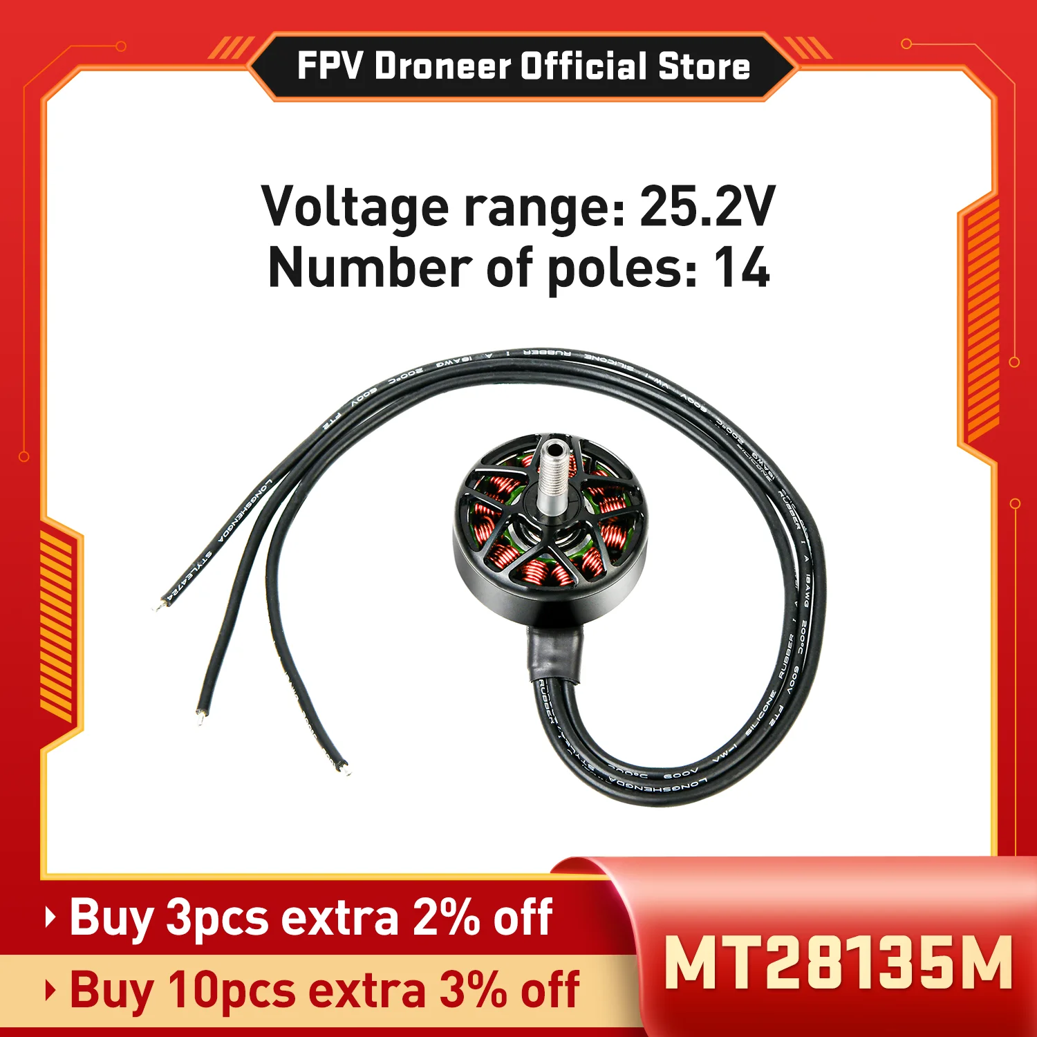 NEW Droneer MT28135M Flight Brushless Motor 1350KV for RC Multirotor HS-X07M FPV Racing Drone Accessories Toy
